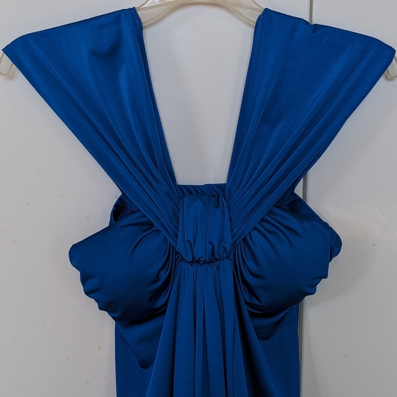 Jewel Toned Vibrant Blue Silky Party Holiday Dress Size S Blue - Picture 9 of 12